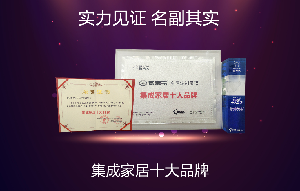 德萊寶榮獲“集成家居十大品牌”、“集成吊頂十大品牌”雙料大獎(jiǎng)！